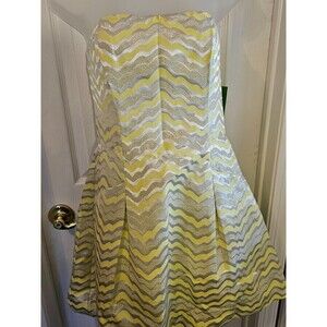 Lilly Pulitzer NWT Sz 4 Strapless Dress Sherry Starfruit Pattern Yellow Chevron